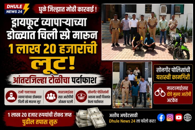 Dhule Crime News: चिली स्प्रे मारून 1.20 लाखांची लूट, सोनगीर पोलिसांची धडाकेबाज कारवाई