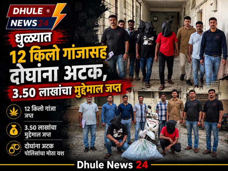 धुळे एलसीबीची मोठी कारवाई; 12 किलो गांजासह दोघांना अटक, 3.50 लाखांचा मुद्देमाल जप्त